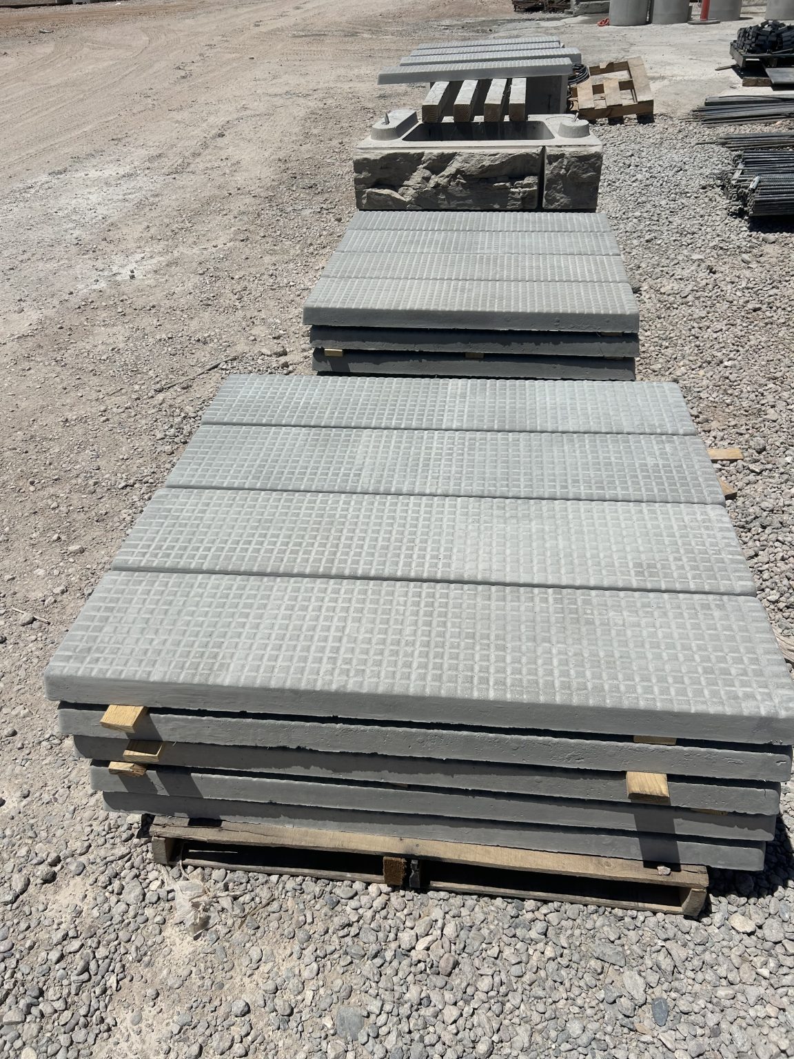 Precast stair treads with waffle finish